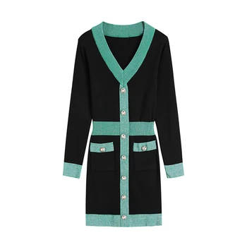 Módní dámské šaty 2020 podzimní a zimní sexy hedvábné světlé barvy odpovídající temperament slim zeštíhlující hip sukně