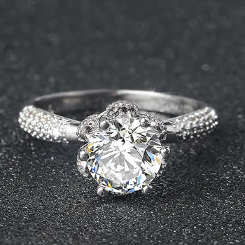 Módní luxusní 925 mincovní stříbro zásnubní prsten pro Svatební Zásnubní ženy a dámy láska, holka, prst moonso Šperky R4894