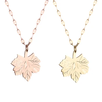 Módní Maple Leaf z Nerezové Oceli Náhrdelník Docela Titanium Ocel, List, Rose gold Klíční kost Řetěz Náhrdelníky Pro Ženy Šperky Dárek