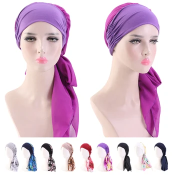 Módní Muslimských Žen Hidžáb Turban Tisk Šátek Šátky Šifon Šátek Rakoviny Chemo Cap Hat Vypadávání Vlasů Pokrývat Hlavu Zabalit Pokrývky Hlavy