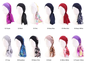 Módní Muslimských Žen Hidžáb Turban Tisk Šátek Šátky Šifon Šátek Rakoviny Chemo Cap Hat Vypadávání Vlasů Pokrývat Hlavu Zabalit Pokrývky Hlavy