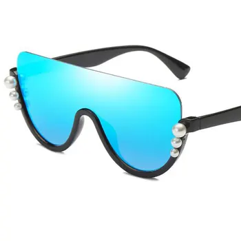 Módní Nadrozměrné sluneční Brýle, Ženy, Kousky Bílé Polovinu Pearl Rám Sluneční Brýle, Ženy Luxusní Značkové Odstíny UV400 Unikátní