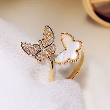 Módní Návrhář Motýla Otevřené Kroužky Pro Ženy 2020 Nový Luxusní Šperky, Micro Vydláždit Zirkony Prsten Nastavitelný Bijoux Nejlepší Dárky