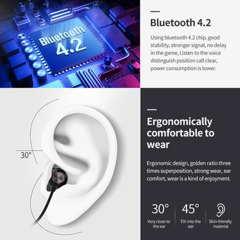Módní Ovevo X10 Krku Styl Bluetooth V4.2 Sportovní Sluchátka, Mikrofon, hi-fi Zvuk Hovory Handsfree Hlasové Připomínat IPX5 Vodotěsné.