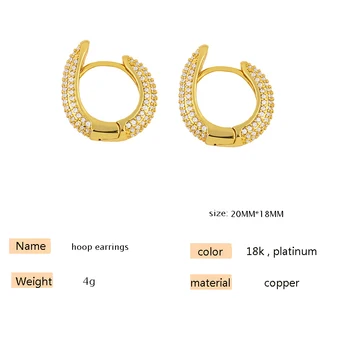 Módní Roztomilý Gold Vydláždit Plné Zirkony Crystal Hoop Náušnice Geometrické Had Tvar vintage Náušnice Pro Ženy Šperky 2020