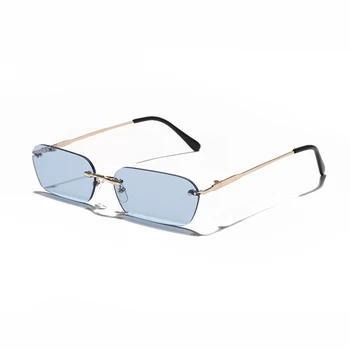 Módní sluneční Brýle bez Obrouček Ženy Vintage Design Značky Dámy Transparentní Čočky, Sluneční brýle Pro Ženy UV400 Obdélník O94