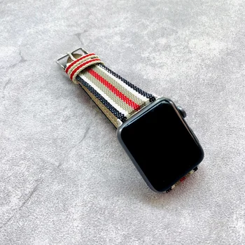 Módní Stripe Styl Nylon Watchband Pro Apple Watch Band 38 mm 40 mm 42 mm 44 mm iWatch Popruh Nylon Série 2 3 4 5 Náramek Pásek