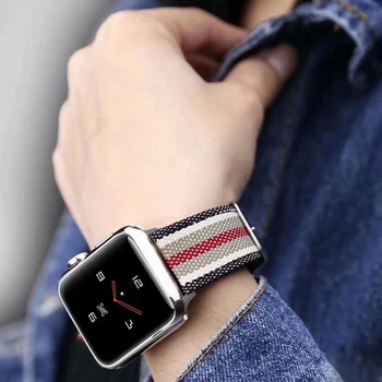 Módní Stripe Styl Nylon Watchband Pro Apple Watch Band 38 mm 40 mm 42 mm 44 mm iWatch Popruh Nylon Série 2 3 4 5 Náramek Pásek