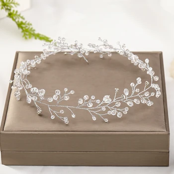 Módní Stříbrné Barevné Kamínky Svatební Vlasové Ozdoby Čelenky Barokní crystal Nevěsta květina Čelenka Ručně vyráběné vlasy Šperky