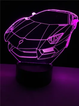 Módní Závodní Auto 3D LED USB světlo Lampy Náladě Noční Světlo Multicolor Luminaria psací Stůl Noční Vánoční Dárky Vánoční svítidlo