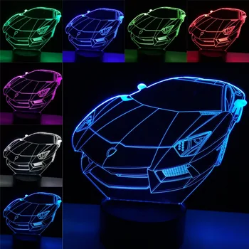Módní Závodní Auto 3D LED USB světlo Lampy Náladě Noční Světlo Multicolor Luminaria psací Stůl Noční Vánoční Dárky Vánoční svítidlo