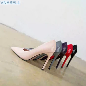 Na jaře nový styl čistý červený bod stiletto ol povolání derma joker módní mělké v ústech ženy jediné boty