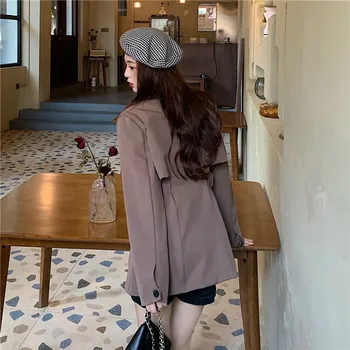 Na podzim nové korejské verzi módní design nepravidelné mid-délka ležérní sako pruhované sako ženské módní kabát