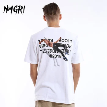 NAGRI Men T-shirt Dopis Tisk Travis Scotts ASTROWORLD Kapsy Grafické Trička Dopis Tisk Streetwear, Hip Hop Tričko