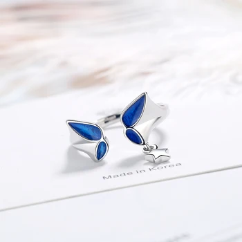 NEHZY 925 Sterling Silver Nové Dámské Módní Šperky Vysoce Kvalitní Modrý Motýl Crystal Zirkon Hvězda Prsten Size Nastavitelný Prsten