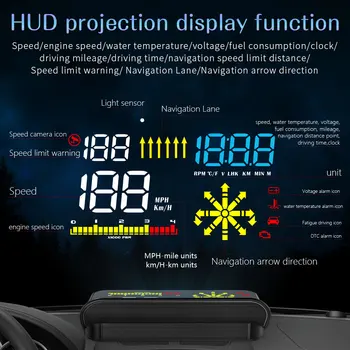 Nejnovější M15 Auto HUD Head up display GPS Navigace Skener OBD2 palubní Počítač Rychlost Alarm, Projekce, Auto Elektroniky