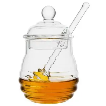 Nejnovější Transparentní sklo sklenici na med s víkem Sklenici na Med s Naběračkou, Jasné a 9 Uncí