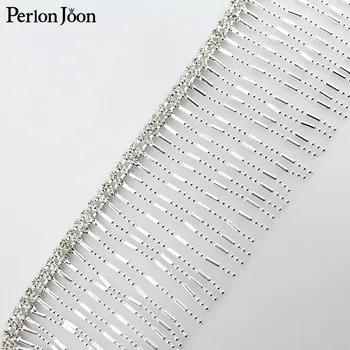 Nejprodávanější hustá stříbrná drahokamu řetěz střapcem třásně trim crystal trim dekorace střapec řetězce oděvních doplňků ML115