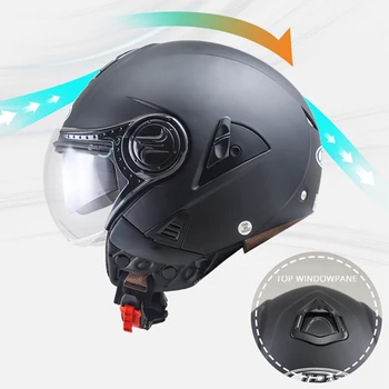 NENKI Helmu Double Lens Moto Přilba Open Face Motocykl Závodní Off-Road Přilba Casco Moto Capacete Helmice, Černá