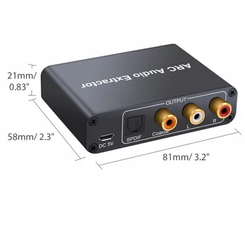 Neoteck Hliníkový PŘEVODNÍK HDMI Audio Extractor 5.1 ARC HDMI Audio Extractor DAC, SPDIF Koaxiální RCA, 3.5 mm Jack Výstup Digitálního na Analogový