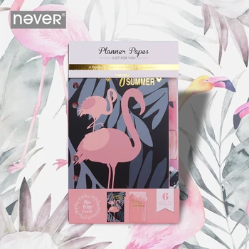 Nikdy Flamingo Series Notebook Index Stránek A6 Spirála Plánovač Děliče Záložky pro Diář Notebooky Příslušenství Papírnictví 6ks