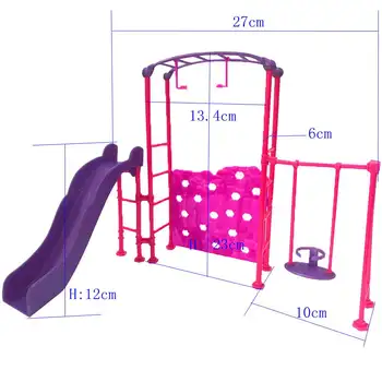 NK 2 Ks /Set Panenky Příslušenství Park Slide swing Zábavní Zařízení Pro 1/6 Barbie Panenky Mateřské školy Dívka Dítě Hrát Dům Hraček