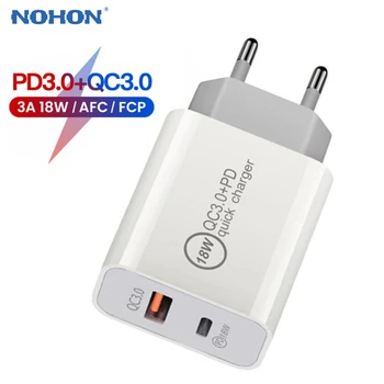 NOHON PD USB Nabíječka pro iPhone 11 Pro Max Samsung, Huawei, Xiaomi Quick Charge 3.0, USB Typ C Cestovní rychlonabíječka Telefonní Adaptér