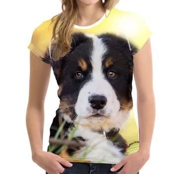 NOISYDESIGNS Vtipné Bernský salašnický Pes Tisk T - košile Kawaii 3D Vzor Krátké Topy Ženy, Žena v Létě T-košile Harajuku Trička