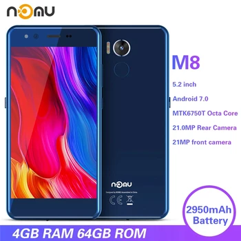 NOMU M8 4G LTE Robustní Smartphone se 4 GB RAM 64 GB ROM Android 7.0 MTK6750T Octa Jádro Dual 16MP 2950mAh Vodotěsné 5.2
