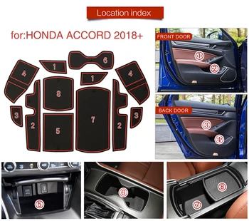 Non-slip Interiérové Dveře Hrací Podložka pro Honda Accord 2018 2019 2020 Brány Drážky Panelu Cup Pad Gumové Červené 12ks