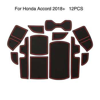 Non-slip Interiérové Dveře Hrací Podložka pro Honda Accord 2018 2019 2020 Brány Drážky Panelu Cup Pad Gumové Červené 12ks