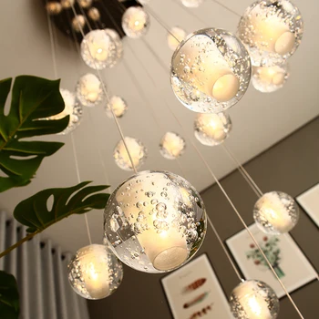 Nordic Crystal Skleněný Míč Přívěsek Světla modoren LED Luxusní Závěsná Lampa Visící Žebřík schody dekor Lampy Dropshipping Hanglamp