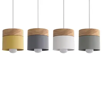 Nordic LED Světla na Přívěsku Moderní Žehlička Závěsné Svítidlo Restauraci Kávu Ložnice Domácí Dekorace E27 Dřeva Závěsná Lampa
