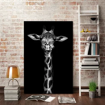 Nordic Plátno Umění, Malířství Černá Bílá Žirafa, Slon, Zebra, Lev Tisk Zvířat Wall Art Plakát Obývací Pokoj Domácí Dekor Obraz