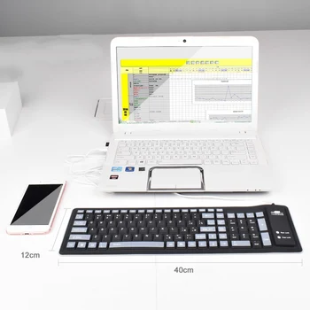 Novinka Design Notebook Přenosné Flexibilní Silikonové Klávesnice, Skládací Nepromokavou Prachotěsný USB Tiché Klávesy PC Klávesnice