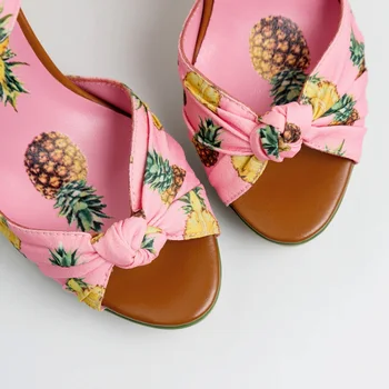 Novinka značky módní ananas podpatky čerpadla sexy open toe sandály ženy, strana, datum, boty platforma sandály zapatos mujer