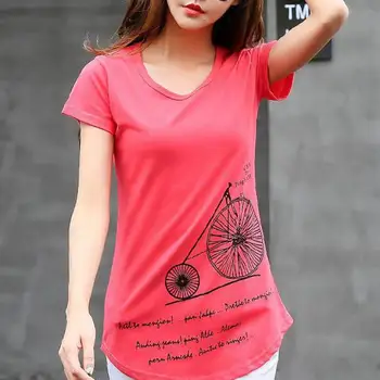 Nová Značka 2017 Letní Módní Tištěné Harajuku T-košile Plus Velikost Červená Ladies T-shirt Balíček Hip Bavlna Krátký rukáv T-shirt