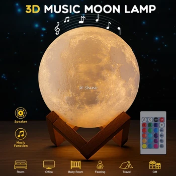 NOVÉ 3D Hudební Rambery Měsíc Lampa 3/16 Barvy Led Noční Světlo S Dotykovým/Pat/Dálkové Ovládání USB Dobíjecí Lampa Dárek 15/18cm