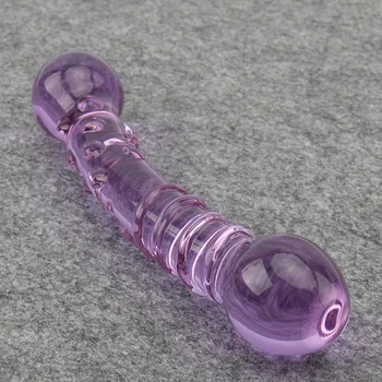 Nové Dvojité Skončil Crystal Fialová Pyrex Glass Dildo, Umělý Penis, Granule a Spirála G Spot Simulátor Dospělý Sex Hračky pro Ženu
