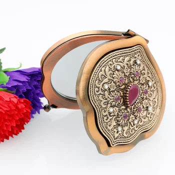 Nové Etnické Tělo Šperky Turecké Ženy Retro Crystal Květiny Kovový Přenosný Zrcadlo, Hřeben Nastavit Make-Up Zrcátko Vintage Kosmetické Zrcadlo