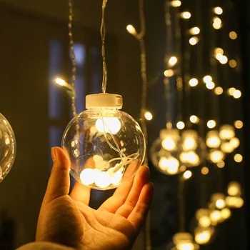 Nové LED kteří Chtějí Míč Opony String Světla Garland Víla Vánoční Osvětlení Výzdoba pro Domácí Ložnice Obývací Pokoj Balkon Svatbu