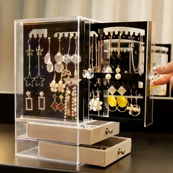Nové Multifunkční Transparentní Plastové Nádoby, Šperky Úložný Box Prachu Náušnice Dokončovací Box Desktop Vertikální Lagerung Na Oblečení