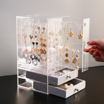 Nové Multifunkční Transparentní Plastové Nádoby, Šperky Úložný Box Prachu Náušnice Dokončovací Box Desktop Vertikální Lagerung Na Oblečení