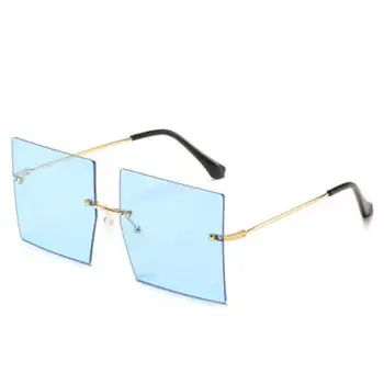 Nové Módní Nadrozměrné Náměstí Sluneční Brýle, Ženy 2021 Luxusní Značky Vrtaných Oceánu Sluneční Brýle Retro Kovové Velký Rám Brýle Odstíny