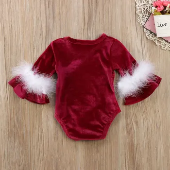 Nové Módní Vánoční Dítě Holky Oblečení Obleky Santa Claus Dítě Děti Dívky Kožešiny Kombinézu Kombinéza Dětská Zimní Oblečení 0-24M