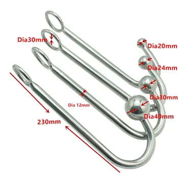 Nové nerezové oceli kovové anální hák s kouli otvor butt plug dilatátor prostaty masér SM bondage sex hračky pro muže, mužské