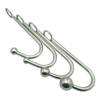 Nové nerezové oceli kovové anální hák s kouli otvor butt plug dilatátor prostaty masér SM bondage sex hračky pro muže, mužské