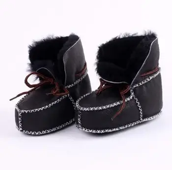 Nové Originální kožené ovčí kůže Dětské boty Zimní Super udržet teplé kožešinové vlny Sníh Dětské boty dětská Postýlka Bebe Chlapec Dívka Novorozence Prewalkers