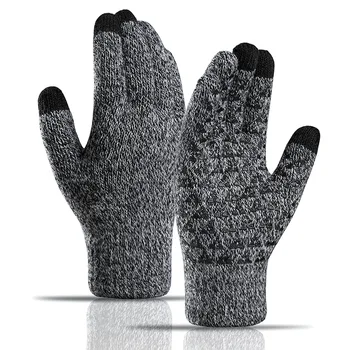 Nové pletené rukavice s dotykovou obrazovkou Továrny dámy a pánové double-layer plus sametové tlusté teplé a protiskluzové rukavice