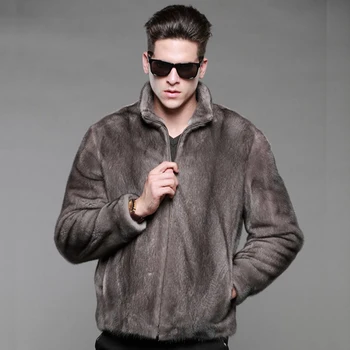 Nové podzimní a zimní z imitace norkové kožešiny kabát pánské norek plné norkový kožich límec muži kožešiny střihu krátký styl bunda